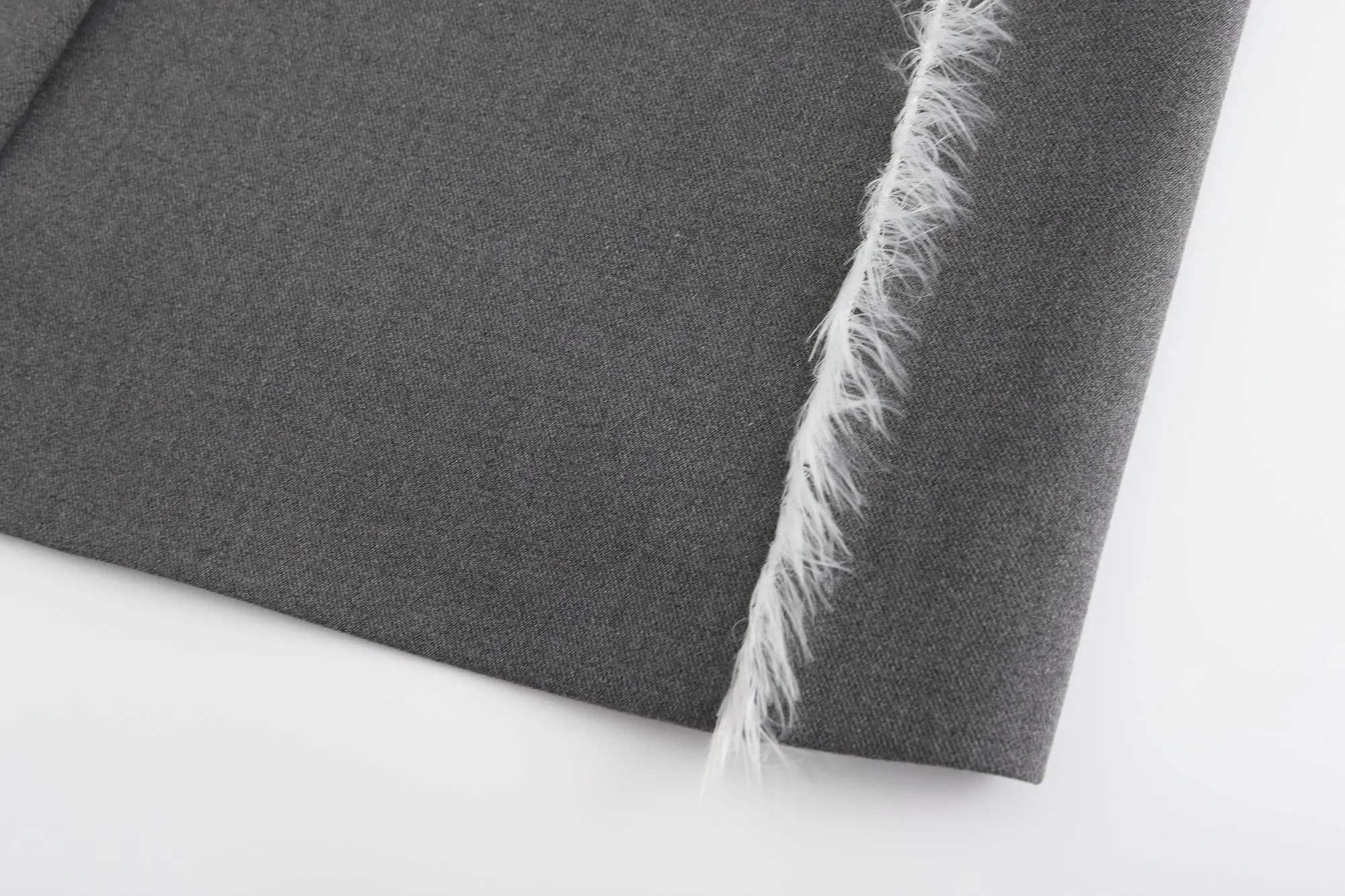 Furry Fringe Blazer - Grey