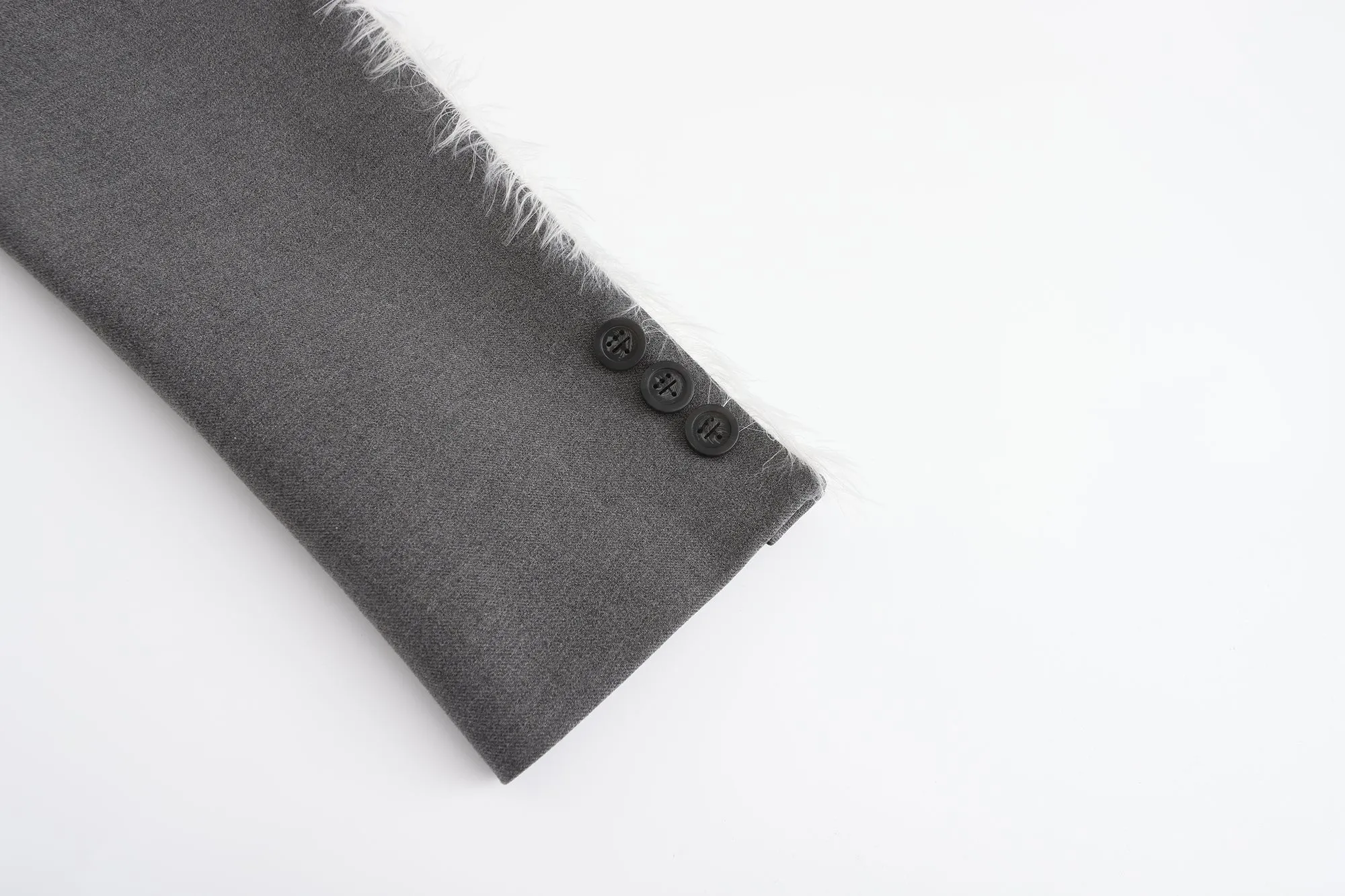 Furry Fringe Blazer - Grey
