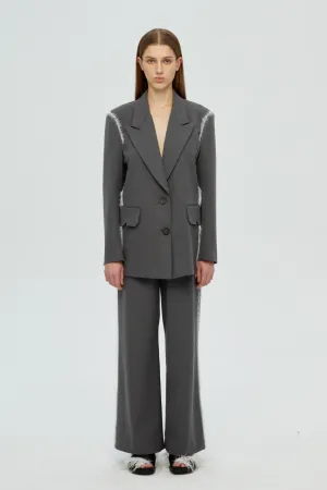 Furry Fringe Blazer - Grey