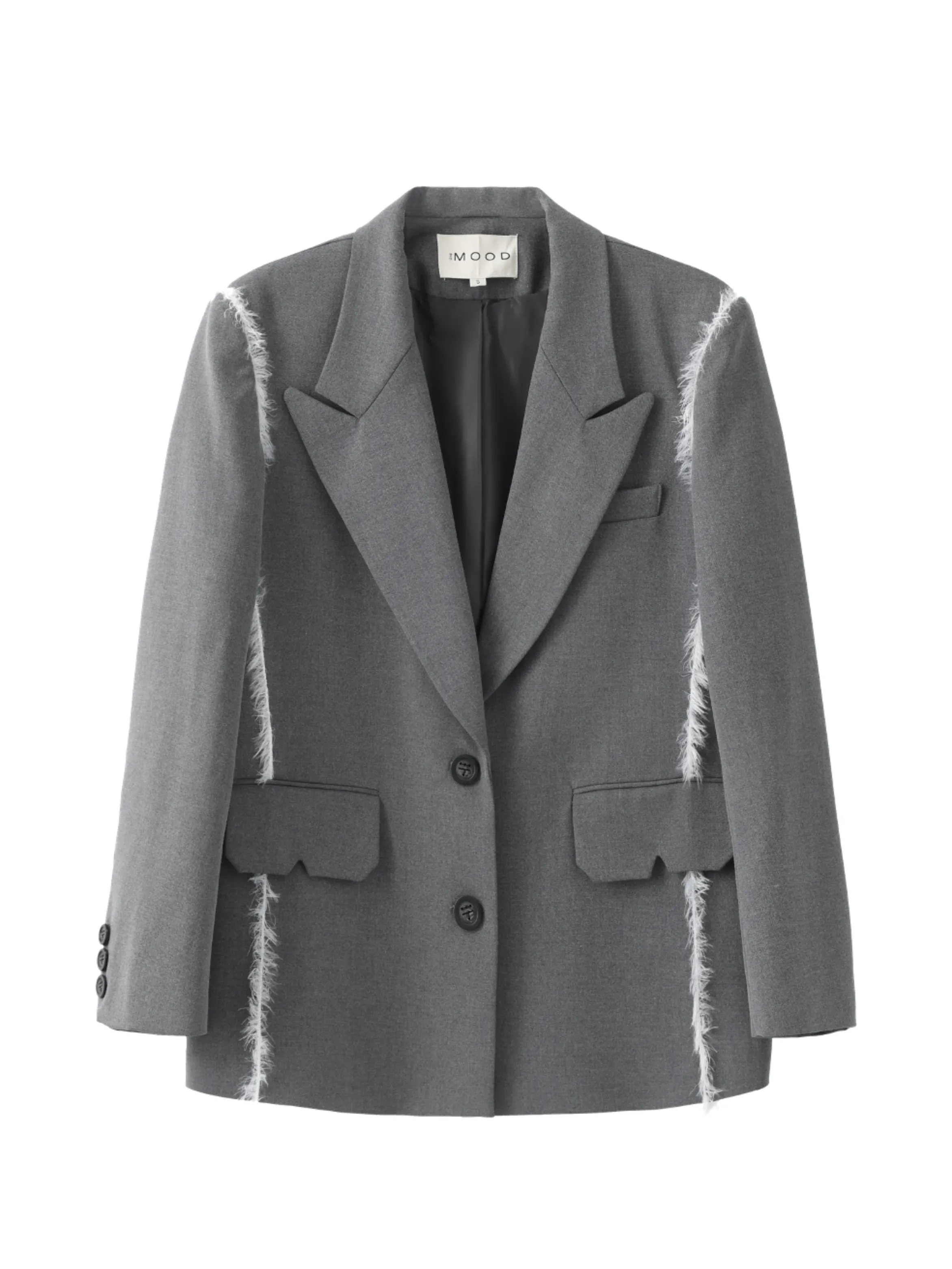 Furry Fringe Blazer - Grey