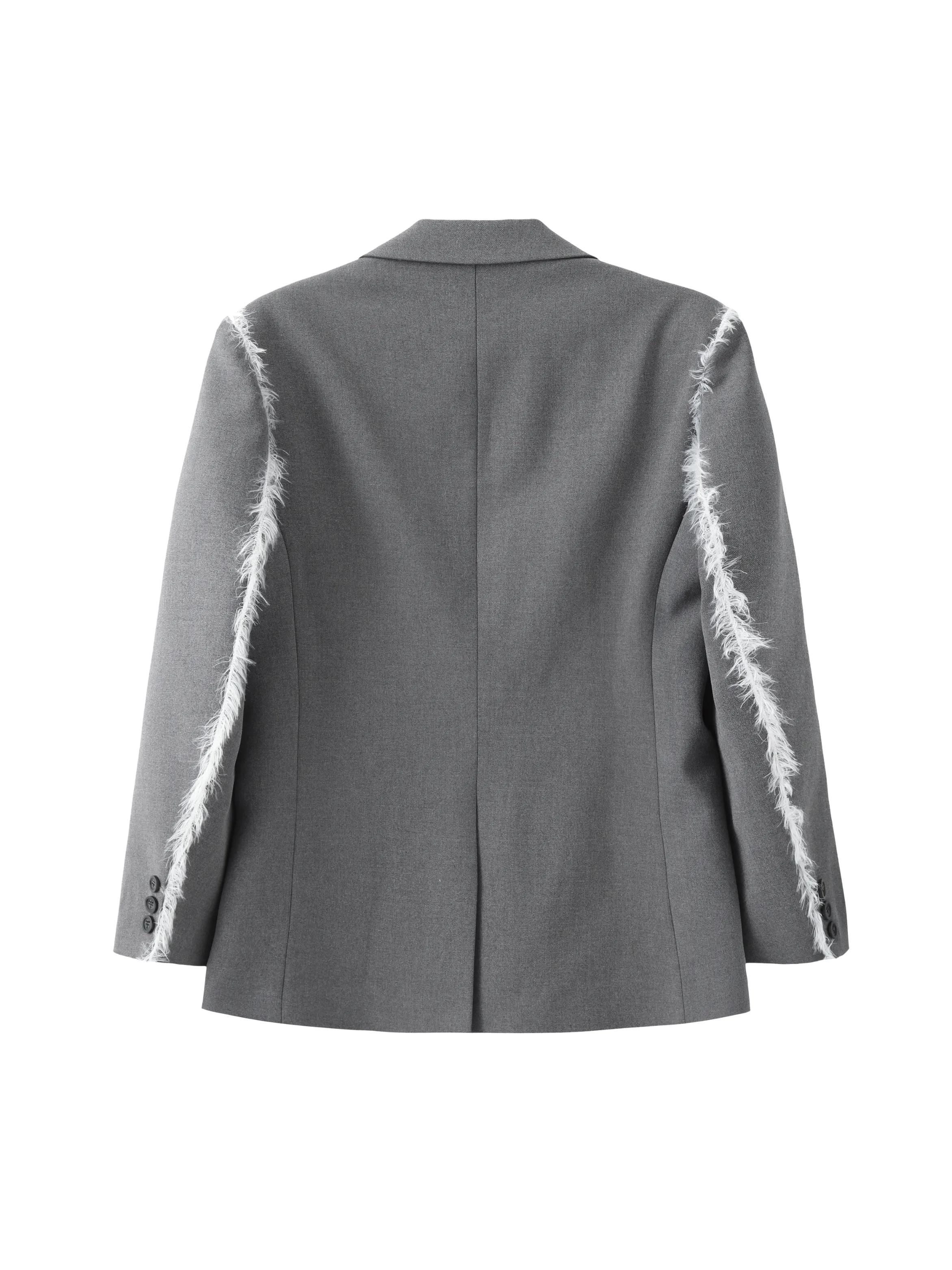 Furry Fringe Blazer - Grey