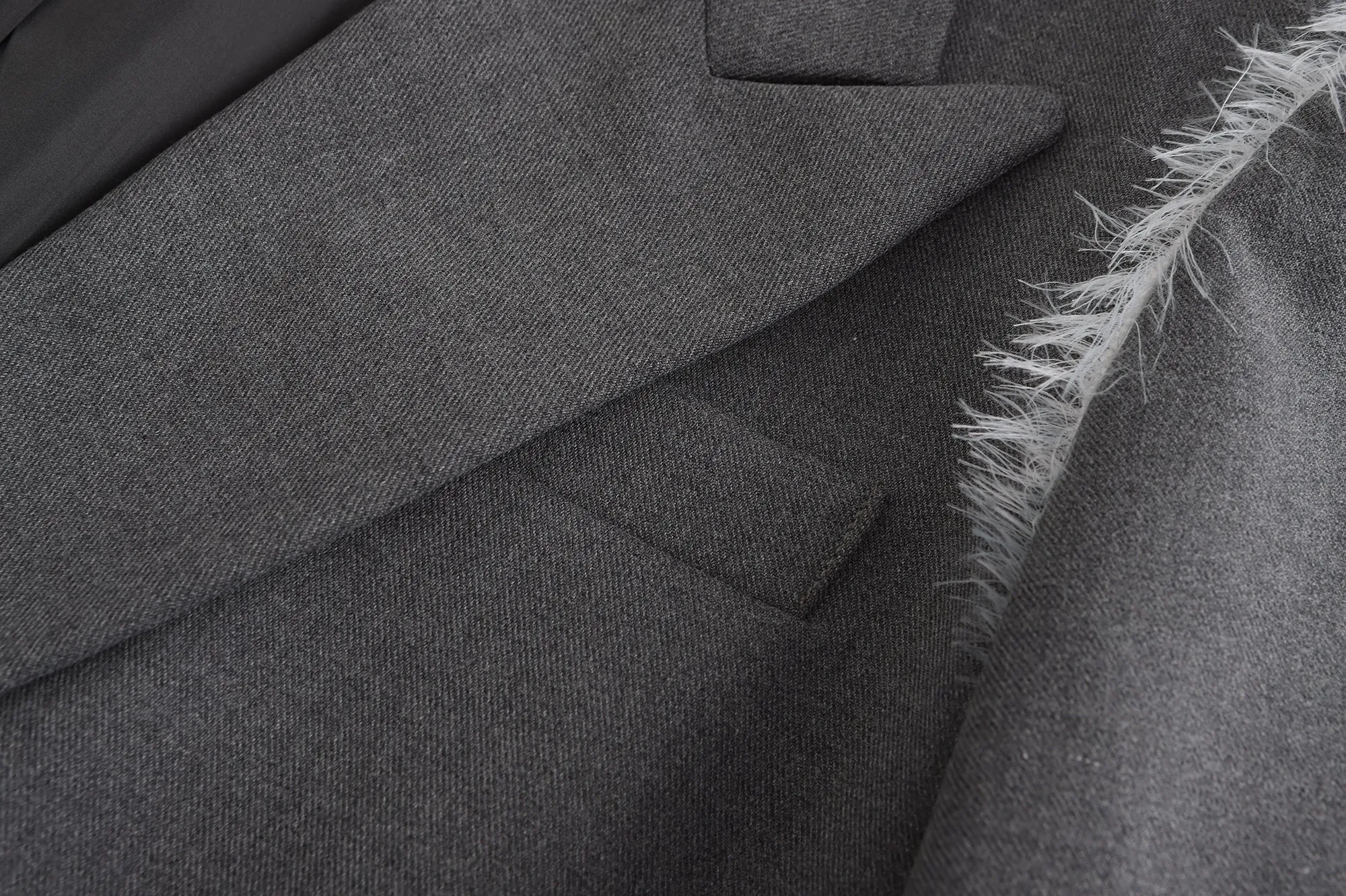 Furry Fringe Blazer - Grey