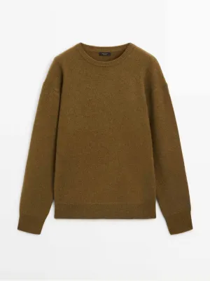 Long brushed cashmere blend sweater