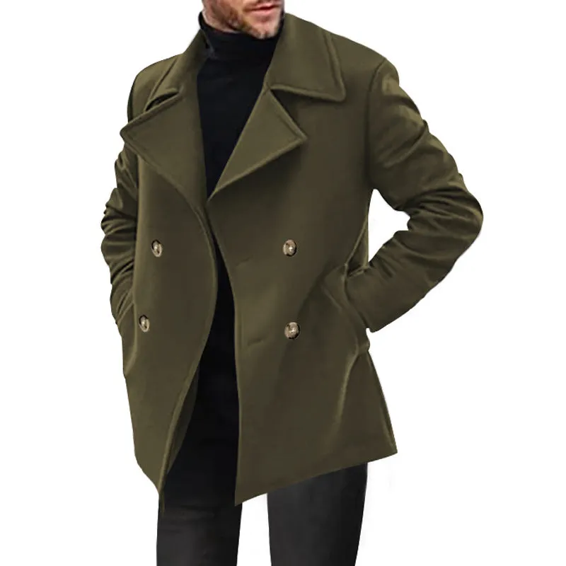 Nukty-shop men’s fashion Men's Trench Coat Spring and Autumn Men's Coat Mid-Length Casual Men's Coat