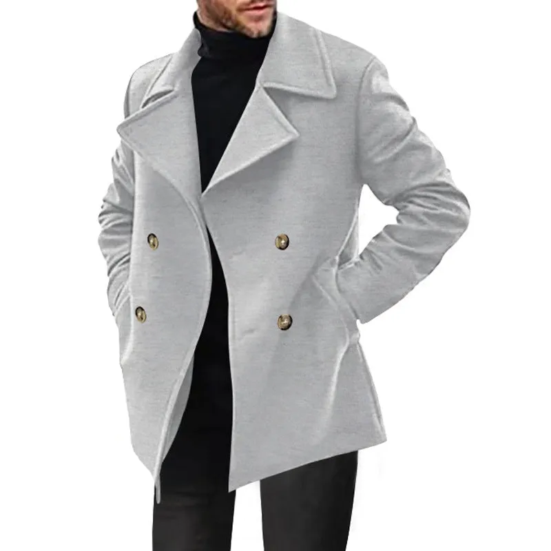 Nukty-shop men’s fashion Men's Trench Coat Spring and Autumn Men's Coat Mid-Length Casual Men's Coat