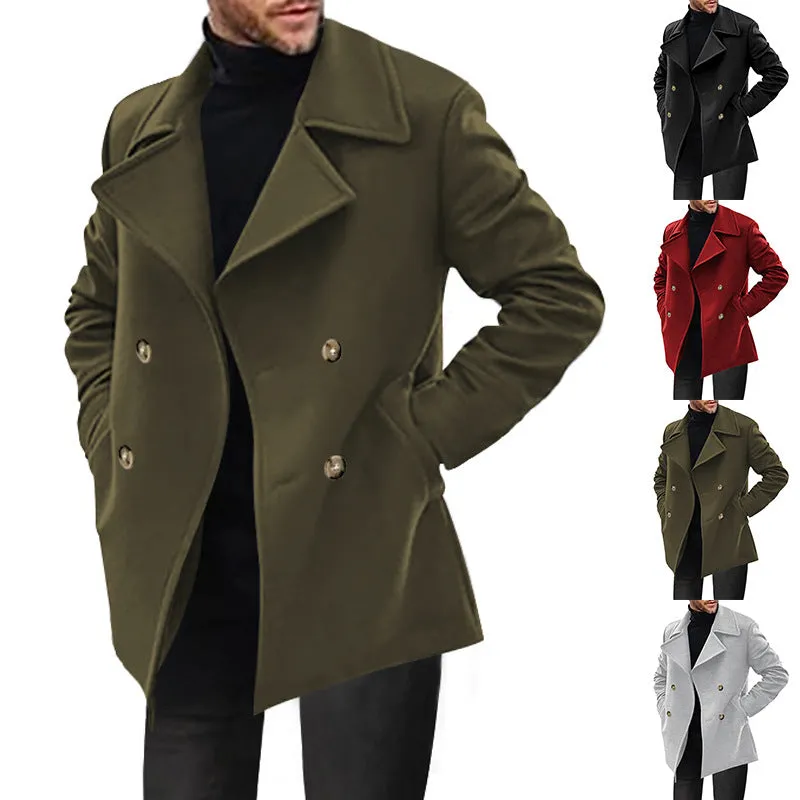 Nukty-shop men’s fashion Men's Trench Coat Spring and Autumn Men's Coat Mid-Length Casual Men's Coat