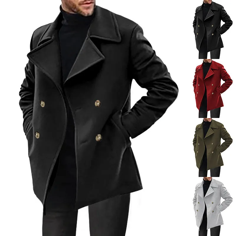 Nukty-shop men’s fashion Men's Trench Coat Spring and Autumn Men's Coat Mid-Length Casual Men's Coat