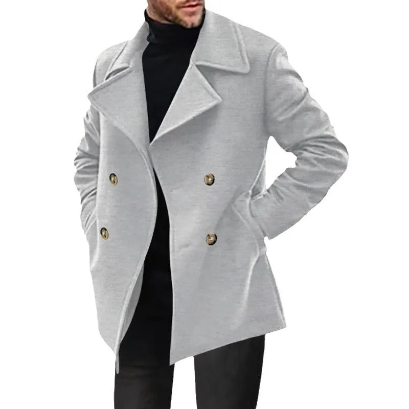 Nukty-shop men’s fashion Men's Trench Coat Spring and Autumn Men's Coat Mid-Length Casual Men's Coat