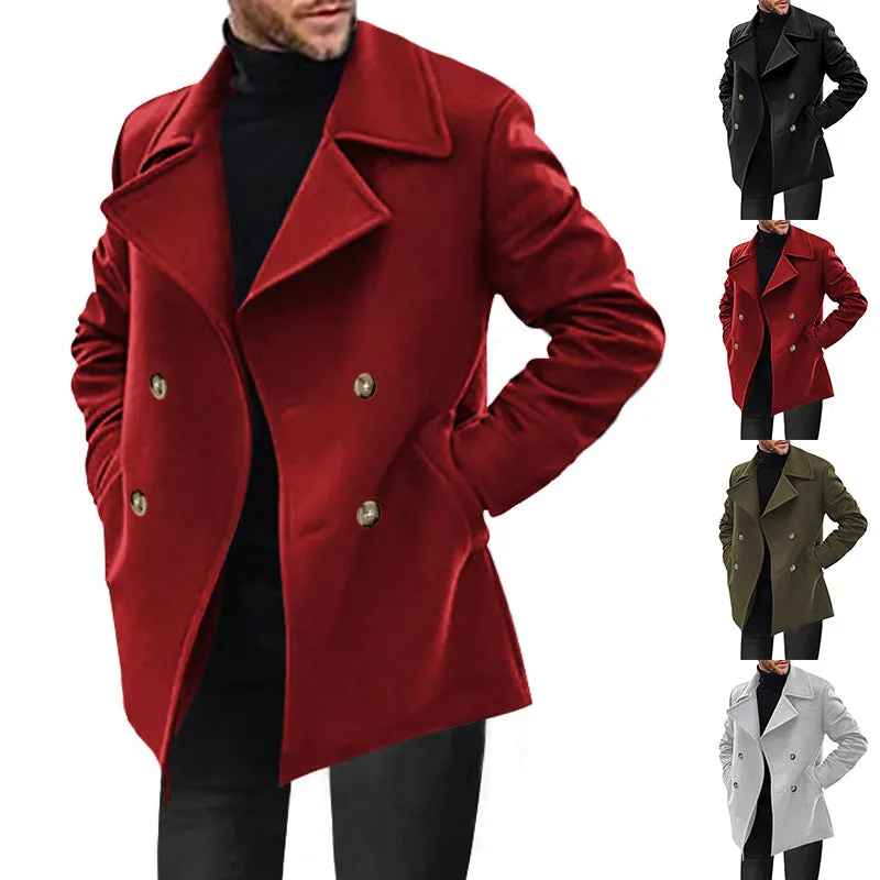 Nukty-shop men’s fashion Men's Trench Coat Spring and Autumn Men's Coat Mid-Length Casual Men's Coat