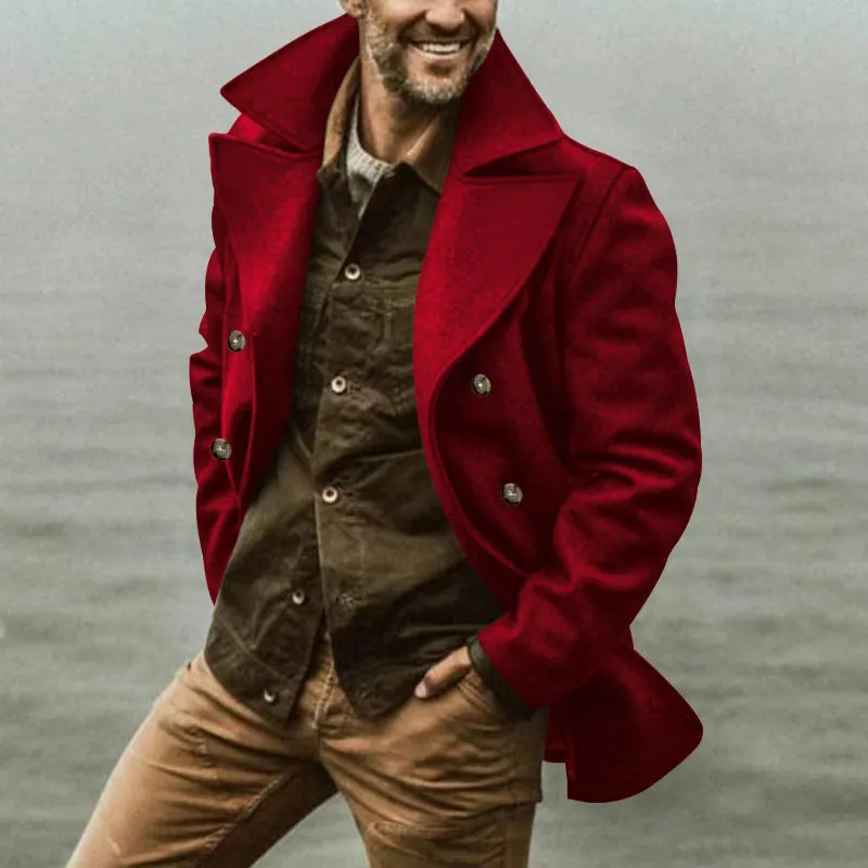 Nukty-shop men’s fashion Spring and Autumn Men's Trench Coat Mid-Length Lapel Hooded Composite Space Cotton Double-Breasted Casual Trench Coat
