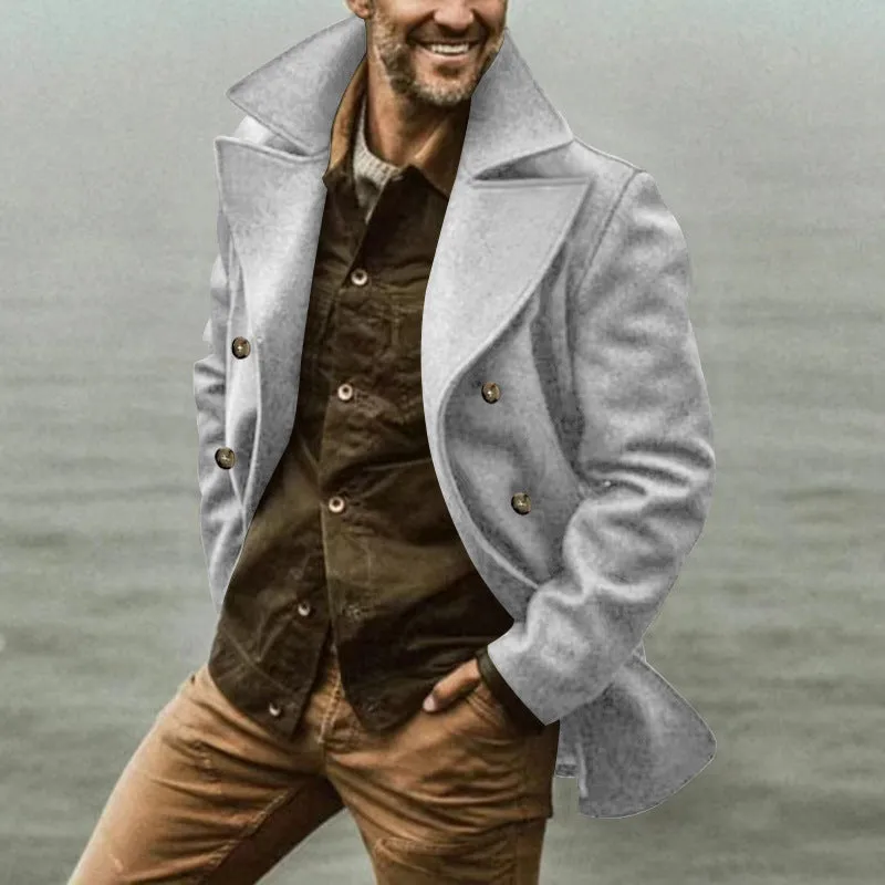 Nukty-shop men’s fashion Spring and Autumn Men's Trench Coat Mid-Length Lapel Hooded Composite Space Cotton Double-Breasted Casual Trench Coat
