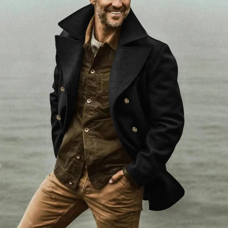 Nukty-shop men’s fashion Spring and Autumn Men's Trench Coat Mid-Length Lapel Hooded Composite Space Cotton Double-Breasted Casual Trench Coat