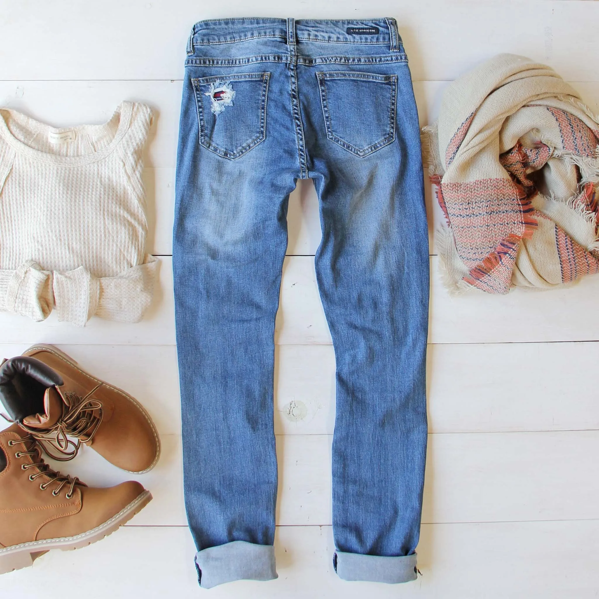 Plaid Patch Skinny Jeans