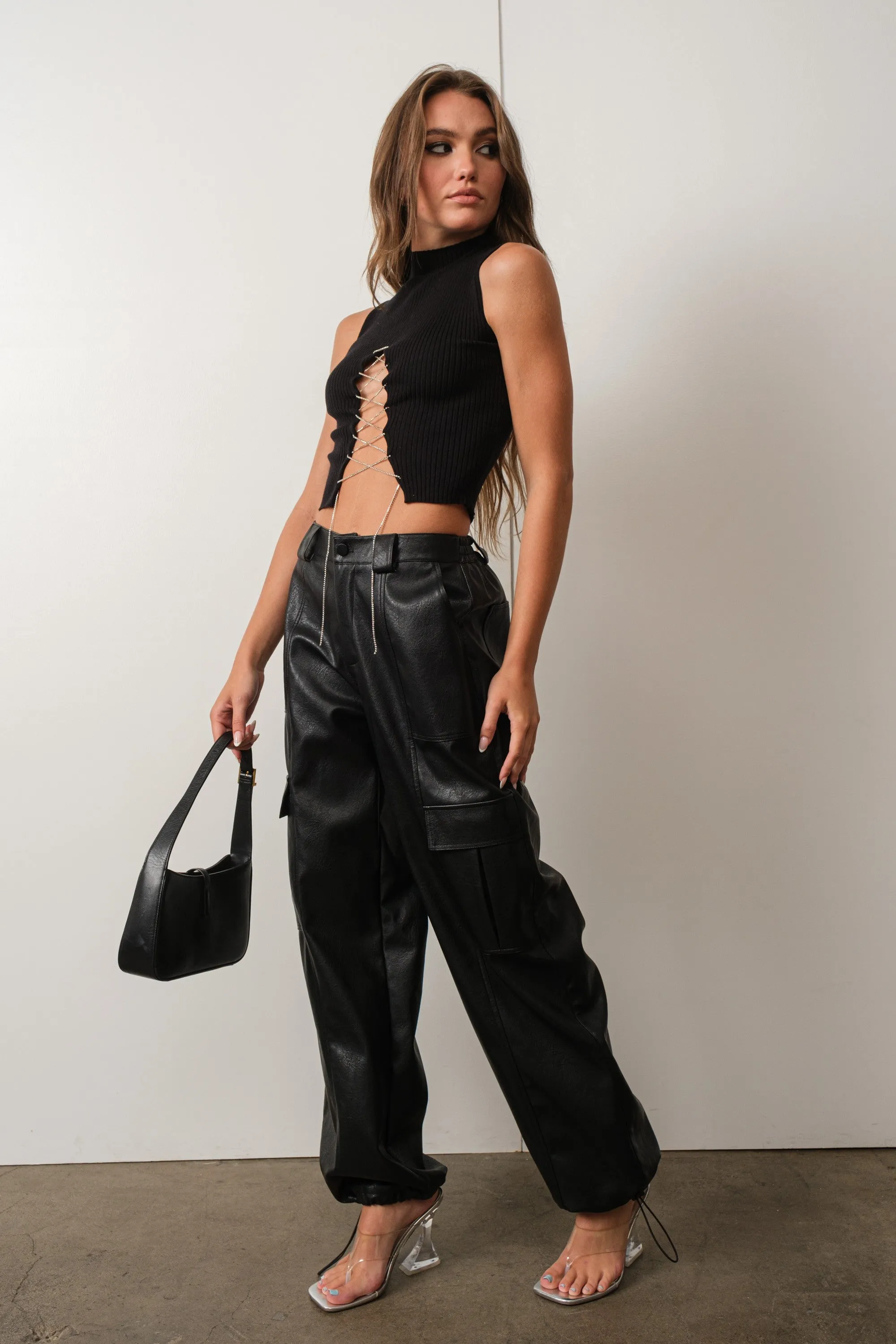 VEGAN LEATHER CARGO JOGGERS