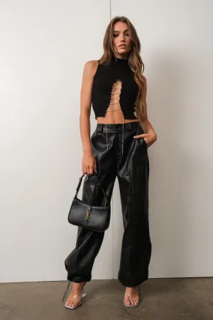 VEGAN LEATHER CARGO JOGGERS