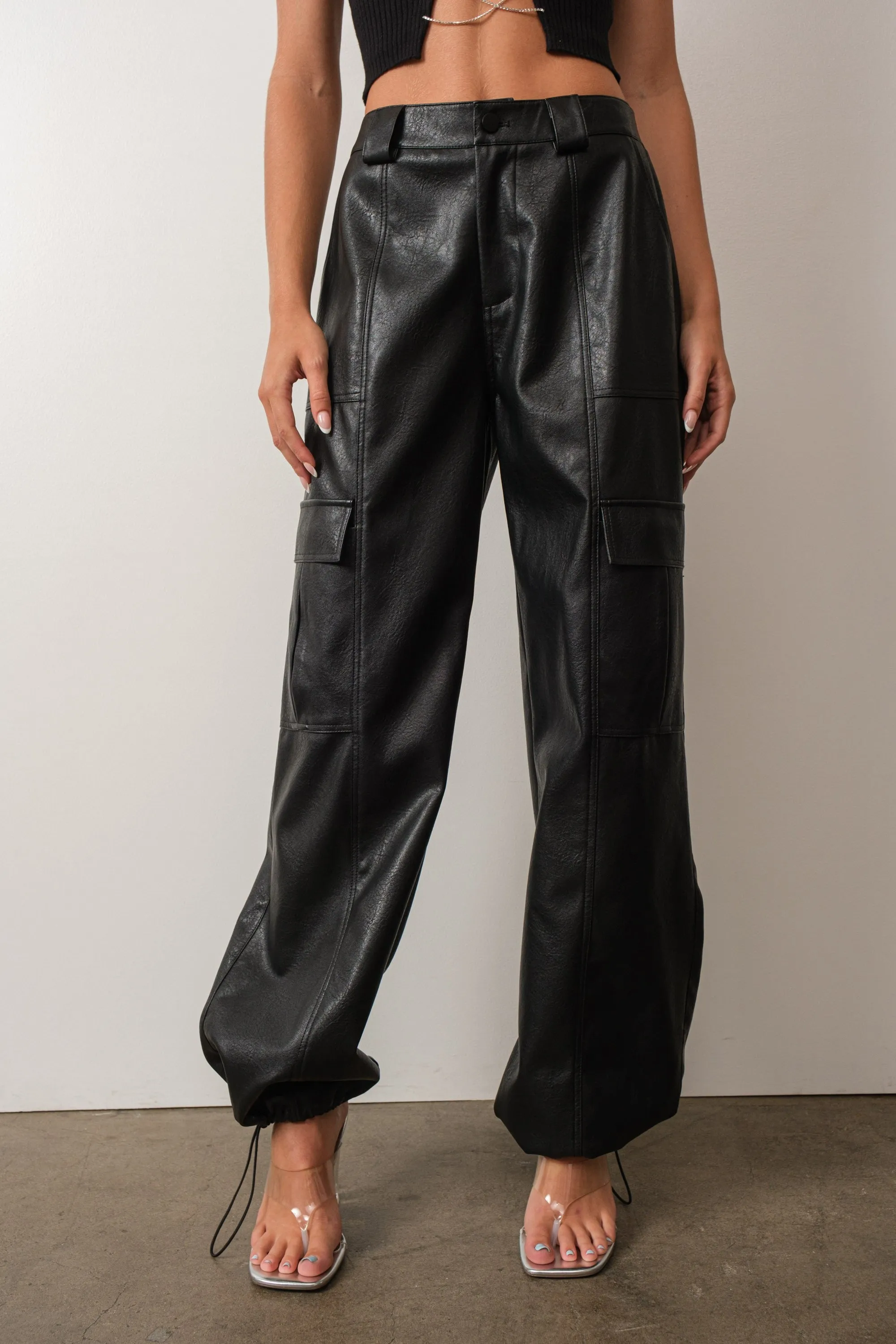 VEGAN LEATHER CARGO JOGGERS